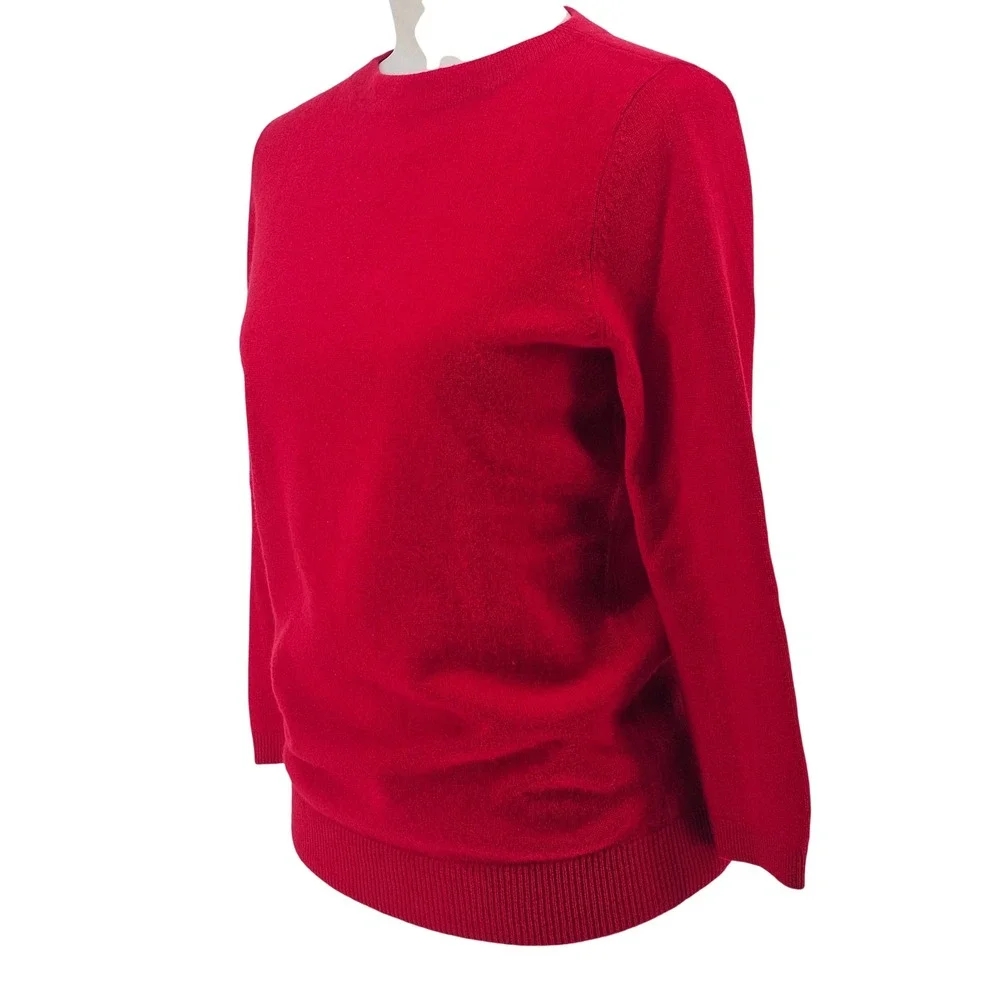Talbots Cashmere Sweater S Red 3/4 Sleeve Quiet Luxury Preppy Classic Office